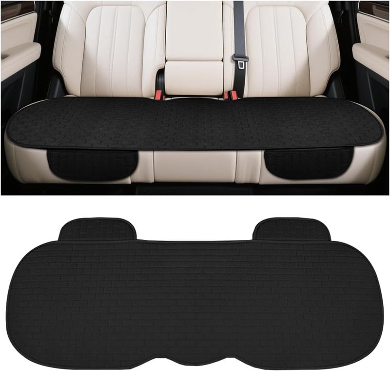 Osilly Car Back Seat Cover, Anti-Slip Long Vehicle Rear Bench Protectors with Storage Pocket, Breathable Comfortable Auto Interior Seating Bottom Protection Accessories, Universal Fit (Black) - Image 1